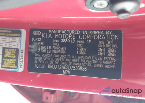 2013 Kia Soul + z USA, uszkodzony, nr VIN KNDJT2A63D7536836